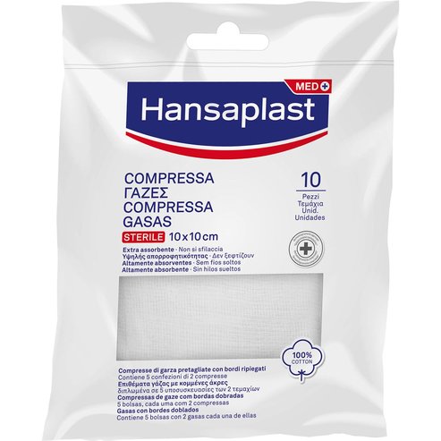 Hansaplast Med+ Sterile Compress 10x10cm 10 бр (5x2 бр)