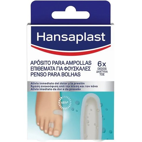 Hansaplast Blister Plaster Small Водоустойчиви пластири за малки мехури, подходящи за пръстите на краката, осигуряват незабавно облекчение на болката & натиска 6 броя