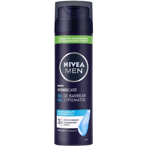 Nivea Men Hydrocare Shaving Gel Гел за бръснене с тройно подхранващо действие, обогатен с Aloe Vera & провитамин B5 за допълнителна защита на кожата 200ml