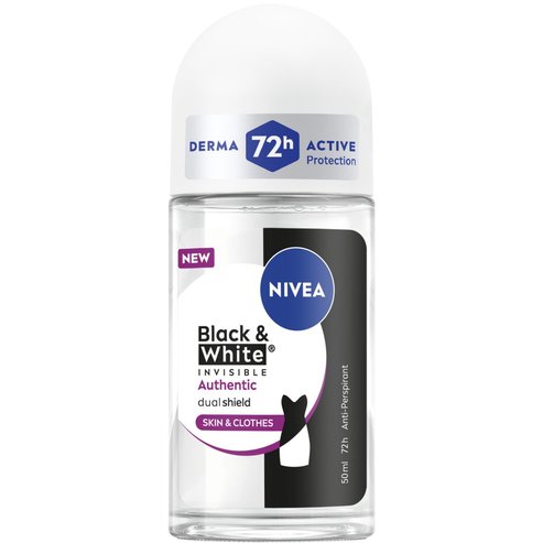 Nivea Black & White Invisible Authentic 72h Protection Deo Roll-on Дамски Дезодорант с 72-часова Невидима Защита за Кожа & Дрехи 50ml