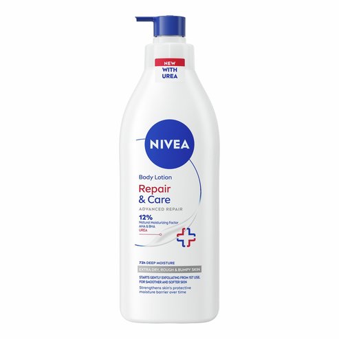 Nivea Repair & Care 12% Urea Lotion Хидратиращ лосион за тяло с богата текстура с урея, подходящ за много суха & груба кожа, с помпа 400ml