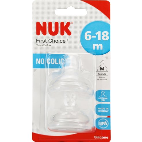 Nuk First Choice Plus No Colic Medium Teat 6-18m, 2 бр