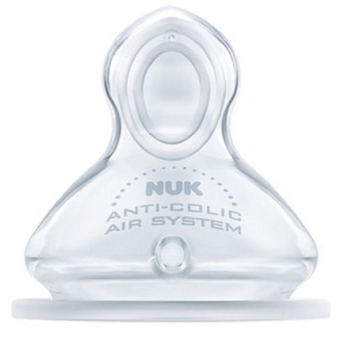Nuk First Choice Anti-Colic Teat 0m+ Small Силиконови биберони против колики с естествена форма, които се адаптират към челюстта, 2 броя