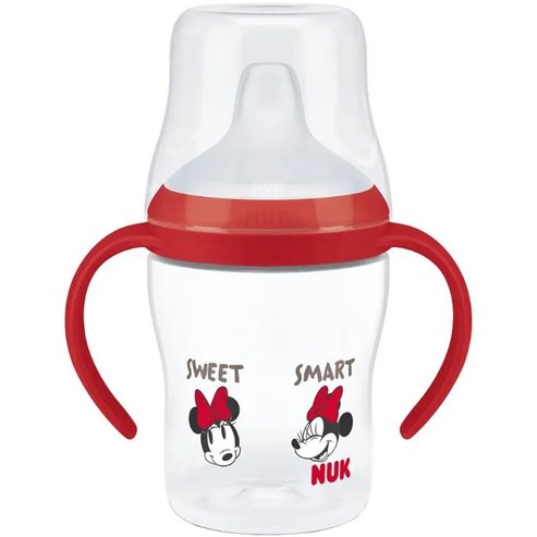 Nuk Perfect Match Learner Bottle 6m+ обучителна бебешка чашка с ергономични противоплъзгащи дръжки & широк ръб 150ml - червено Mickey Mouse