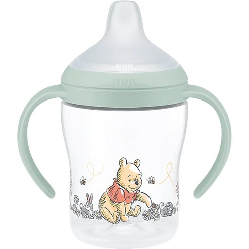 Nuk Perfect Match Learner Bottle 6m+ Образователна бебешка чаша с ергономични неплъзгащи се дръжки и широк устни 150ml - Зелено Winnie the Pooh