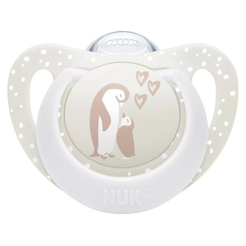 Nuk First Choice Silicone Soother 0-6m Ортодонтска силиконова залъгалка с калъф, 1 брой - бежова - бяла
