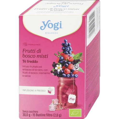 Yogi Cold Brew БИО Berry Mix Освежаваща биологична билкова напитка с горски плодове, за енергия 30g (15 Пакетчета x 2.0g)