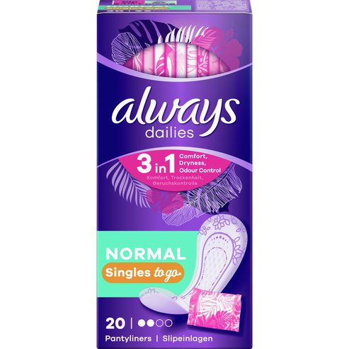 Always Dailies Normal Singles to Go Дамски превръзки 20 бр