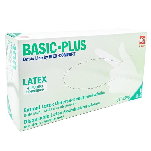 Med Comfort Basic-Plus Disposable Latex Examination Gloves Powdered 100 бр - Large