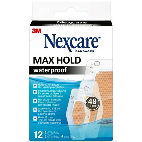3M Nexcare Bandages Max Hold Waterproof 12 бр