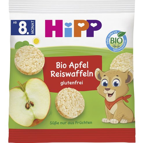 Hipp Bio Organic Kids\' Crispy Apple Rice Wafers 8m+, Био органични хрупкави оризови вафлички с ябълка за деца от 8 месеца 30g