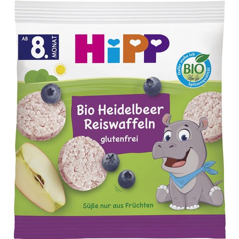 Hipp Bio Organic Kids\' Crispy Apple & Raspberry Rice Wafers 8m+, Био хрупкави оризови вафлички с ябълка & малина за деца от 8 месеца 30g