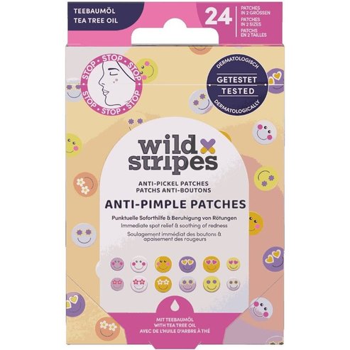 Wild Stripes Smile Stop Anti-Pimple Patches Пластири за Прикриване & Защита на Кожата от Видими Пъпки с Масло от Чаено Дърво 24 Броя