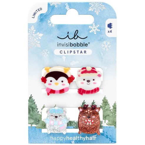 Invisibobble Clipstar Kids Cozy Snowy Friends 4 бр