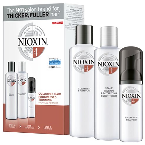 Nioxin Kit System 4 Shampoo 300ml, Conditioner 300ml & Treatment 100ml, Лечение на косопад за видимо тънка боядисана коса