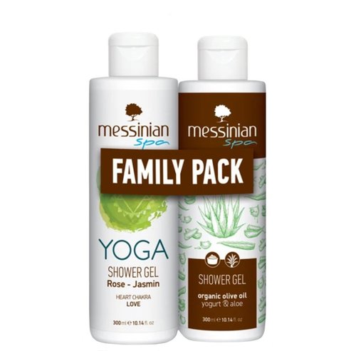 Messinian Spa Promo Yoga Heart Charka Love Rose & Jasmin Shower Gel 300ml & Organic Olive Oil Yogurt & Aloe 300ml