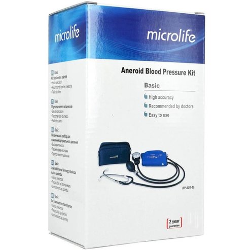 Microlife BP AG1-30 Aneroid Blood Pressure Kit Аналогов Метален Апарат за Кръвно Налягане за Ръка с Вграден Стетоскоп 1 Брой