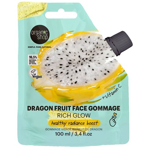 Organic Shop Rich Glow Dragon Fruit Face Gommage Ексфолиант за лице с драконов плод & витамин C за сияйна кожа 100ml