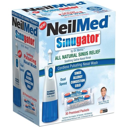 NeilMed Promo Sinugator Cordless Pulsating Nasal Wash 1 бр & Физиологичен разтвор 30 Sachets