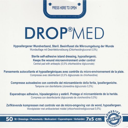 Master Aid Drop Med Sterile Self-adhesive Island Dressing 7cm x 5cm 50 бр