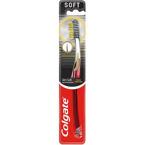 Colgate Slim Soft Advanced Gold Charcoal Toothbrush 1 брой - Червен