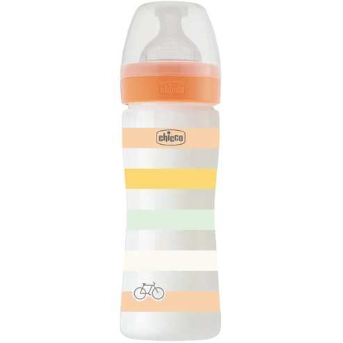 Chicco Well-Being Colors Unisex Πλαστικό Μπιμπερό με Θηλή Μέτριας Ροής 2m+, 250ml, Κωδ 2862331