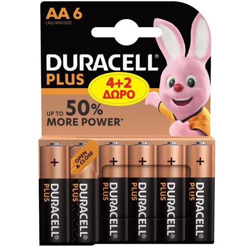 Duracell Plus Power Alkaline AA +50% Extra Life 6 бр