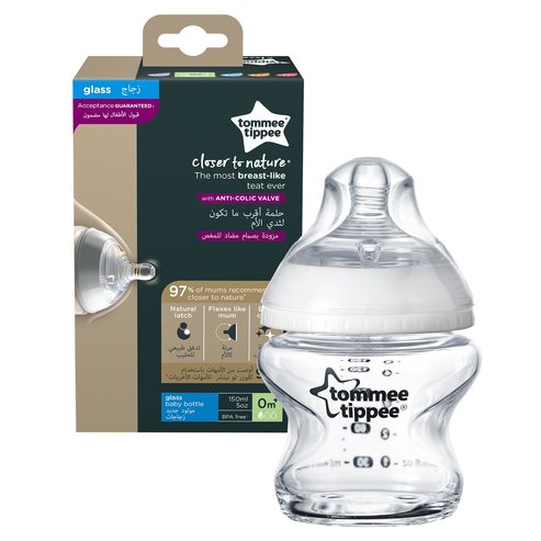 Tommee Tippee Closer to Nature Glass Baby Bottle 0m+ Код 42243785, 150ml