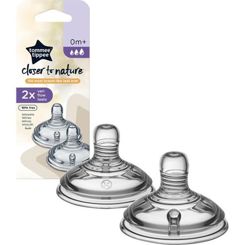 Tommee Tippee Closer to Nature Vari Flow Teats 0m+, 2 бр, Код 424587