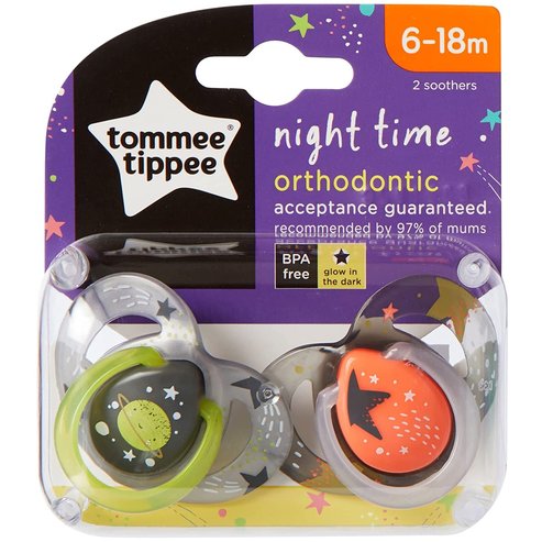 Tommee Tippee Night Time Silicone Soothers Код 433474, 2 бр