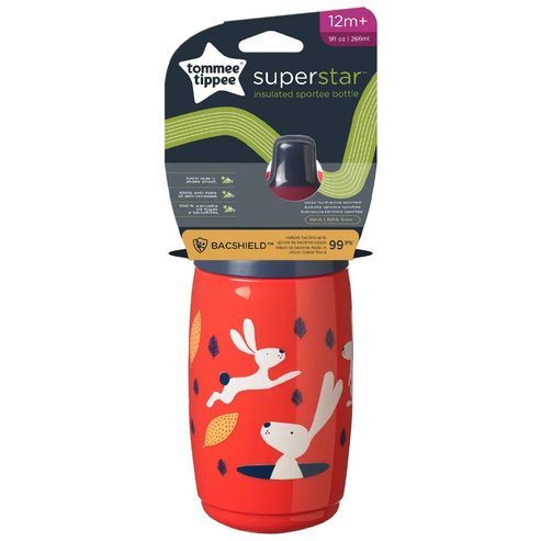 Tommee Tippee SuperStar Bacshield Insulated Sportee Bottle 12m+ Образователна изолирана спортна бутилка за вода за деца 266ml 
