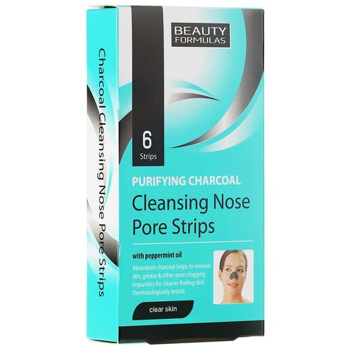 Beauty Formulas Purifying Charcoal Cleansing Nose Pore Strips with Peppermint Oil 6 Strips