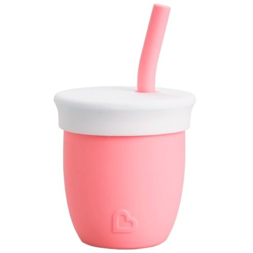 Munchkin C\'est Silicone Training Cup with Straw 6m+, 118ml, Код 90055 - Светло розово