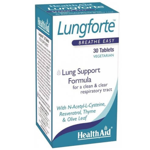 Health Aid Lungforte Lung Support Formula Хранителна добавка за чисти дихателни пътища 30 табл.