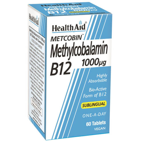 Health Aid Metcobin Methylcobalamin B12 1000mg Хранителна добавка с Метилкобаламин/В12, 60 табл.