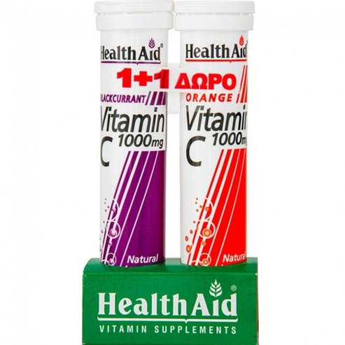 Health Aid Promo Vitamin C 1000mg 20 Effer.tabs - Blackcurrant & Подарък 20 Effer.tabs - Orange