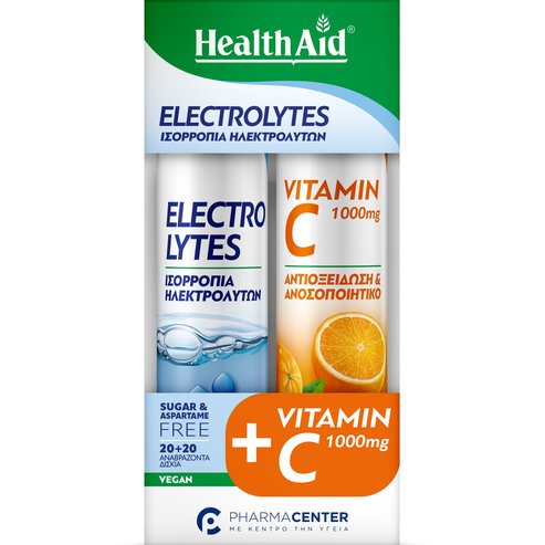 Health Aid Promo Electrolytes Strawberry 20 Effer.tabs & Vitamin C 1000mg Orange 20 Effer.tabs