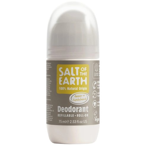 Salt of the Earth Natural Refillable Roll-On Deodorant 75ml - Amber & Sandalwood