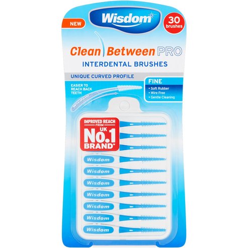 Wisdom Clean Between Pro Interdental Brushes Интердентални четки с ергономична форма за лесен достъп & до задните зъби 30 броя - Large Purple