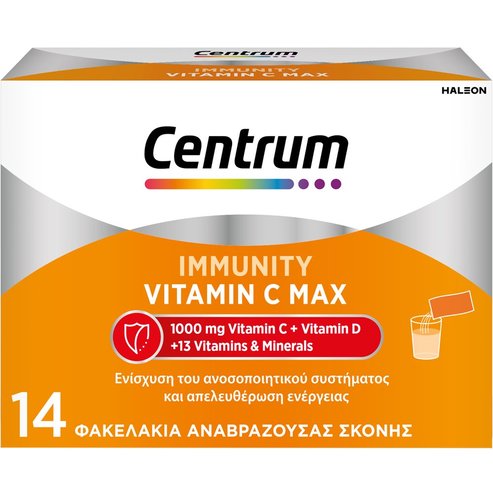 Centrum Immunity Vitamin C Max with Vit.C 1000mg & Vit.D Orange Flavor 14 Sachets