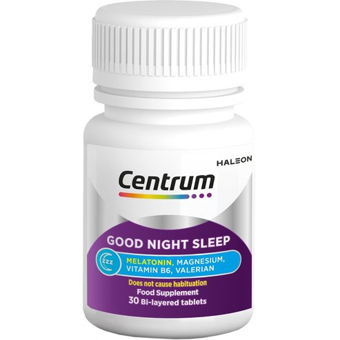 Centrum Good Night Sleep Хранителна добавка с мелатонин, витамини, магнезий & екстракт от валериана за по-бързо & по-качествено заспиване 30tabs