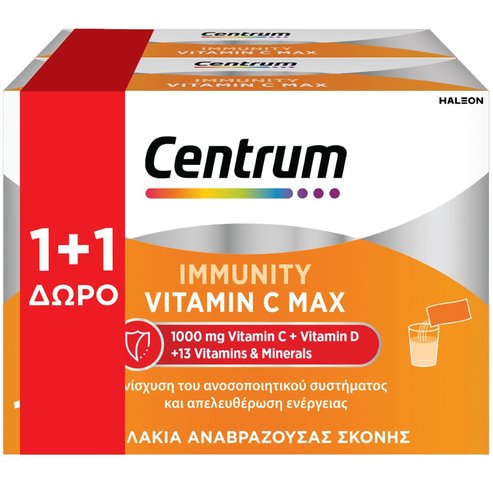 Centrum Promo Immunity Vitamin C Max with Vit.C 1000mg & Vit.D Orange Flavor 28 Sachets (2x14 Sachets)