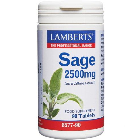 Lamberts Sage 2500mg Хранителна добавка с екстракт от градински чай за облекчаване на симптомите на менопаузата с антиоксидантни свойства 90tabs