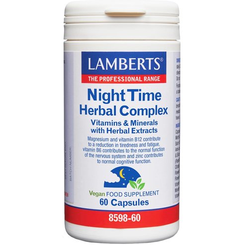 Lamberts Night Time Herbal Complex Хранителна добавка с екстракти от билки, минерали и микроелементи за по-лесен и по-качествен сън 60caps