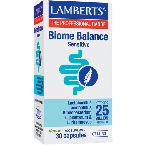 Lamberts Biome Balance Sensitive Хранителна добавка с пробиотици от 4 щама за нормалното функциониране на стомашно-чревната система 30caps