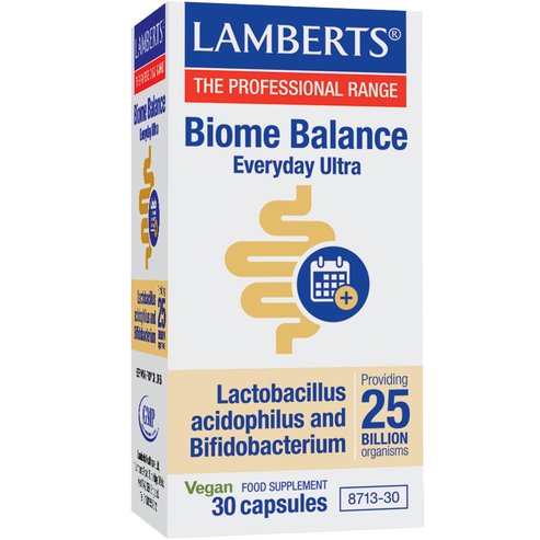 Lamberts Biome Balance Everyday Ultra Хранителна добавка с високоефективни пробиотици за ежедневна защита на стомашно-чревния микробиом 30caps
