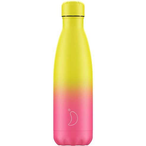 Chilly\'s Bottle Gradient Edition Neon Нагревател от неръждаема стомана в розово с жълт цвят 500ml