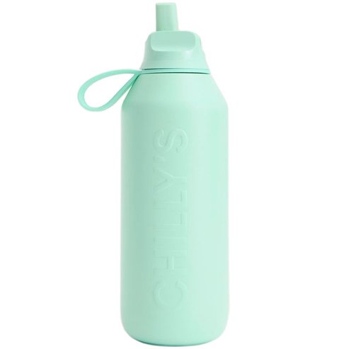 Chilly\'s Series Flip Bottle Термос от неръждаема стомана за топли & студени напитки със сламка 500ml - Opal Green