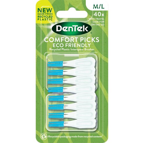 Dentek Comfort Picks Recycled Plastic Interspace Brushes Size M/L 40 бр