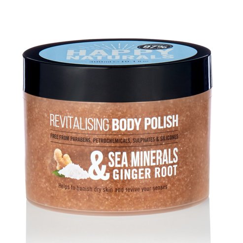 Happy Naturals Sea Mineras & Ginger Root Revitalising Body Polish  Нежно ексфолиране на тялото с джинджифил 300мл